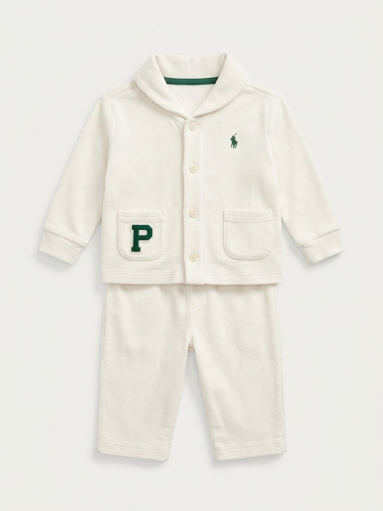 Conjunto de Cárdigan y Pantalón de Algodón Ralph Lauren | Crema