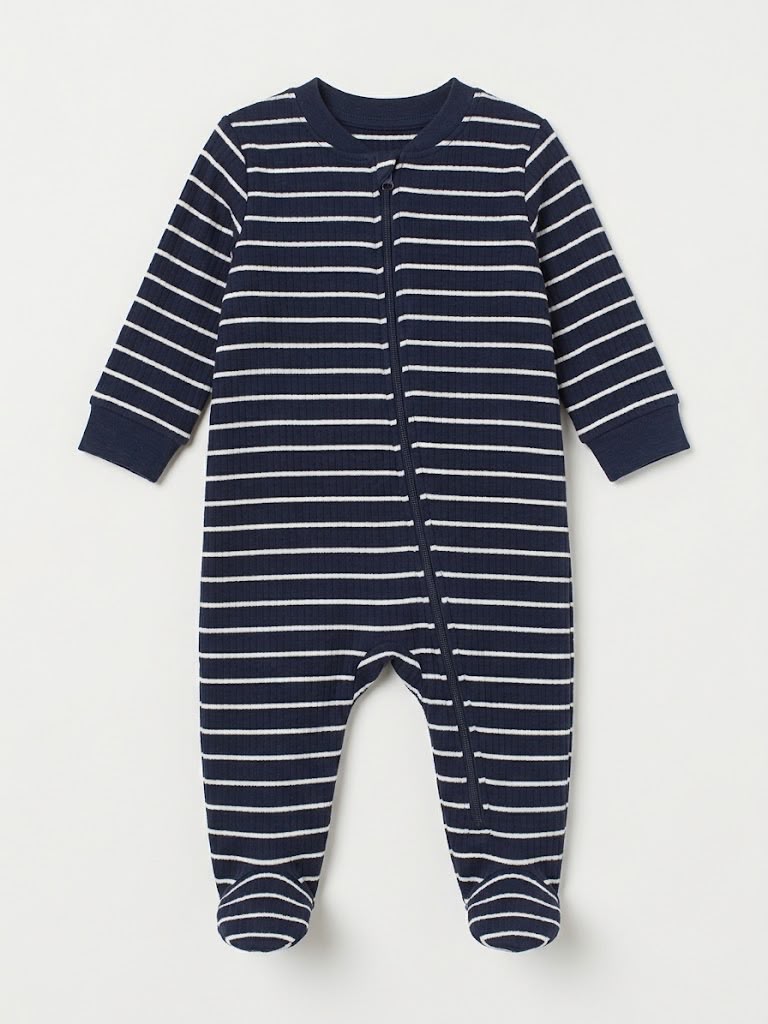Pack de 2 Pijamas Enteros de Algodón Acanalado (Estrellas / Rayas Marino) | H&M