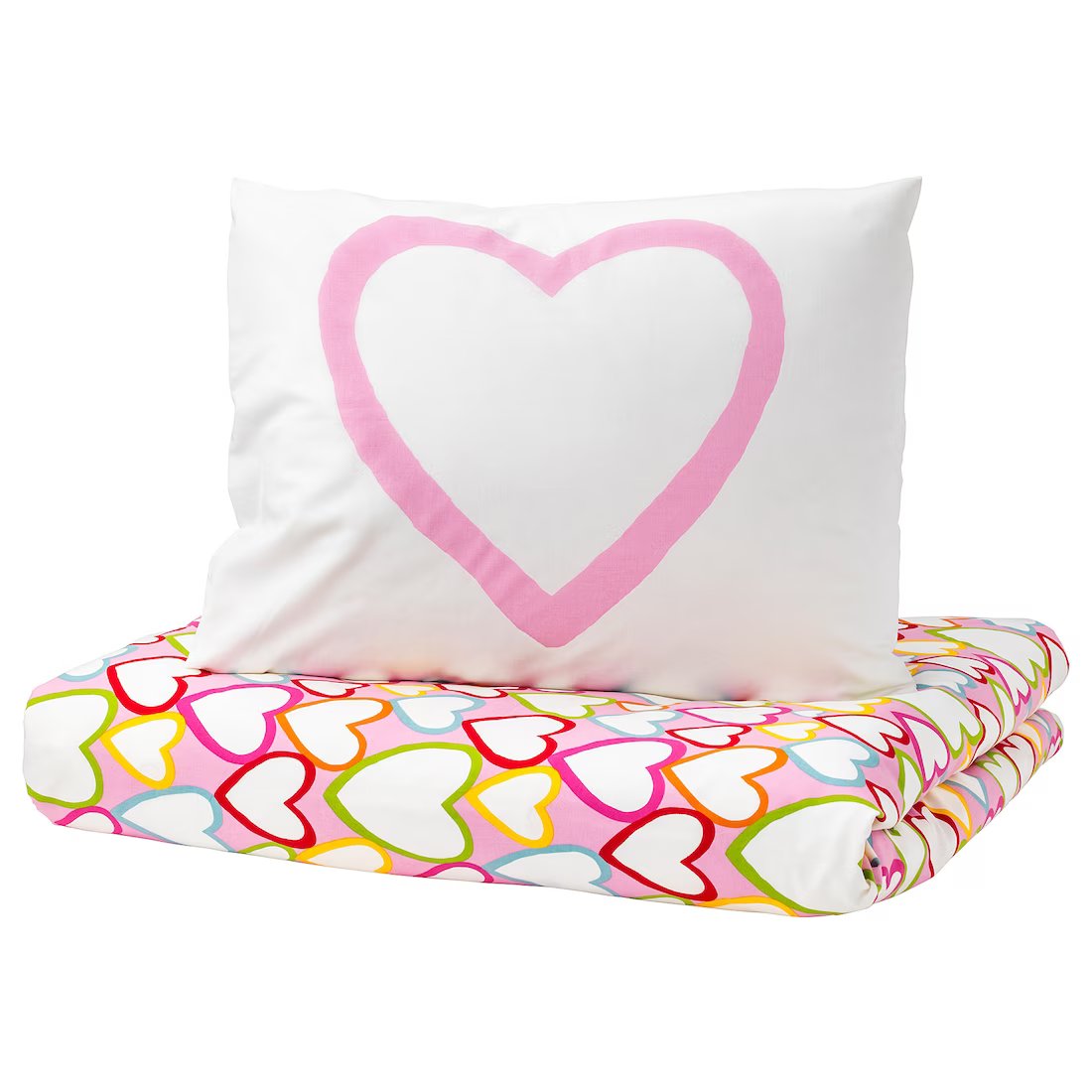 Juego de Sábana/Cobertor y Funda para Almohada | Figuras de Corazones