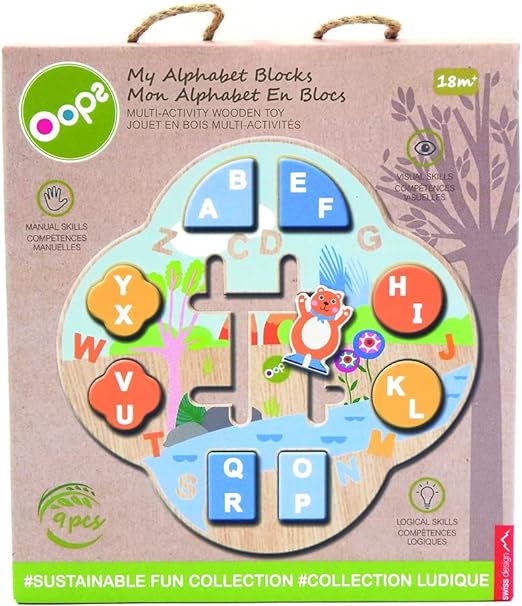OOPS My Alphabet Blocks, bloques educativos de actividades de madera.