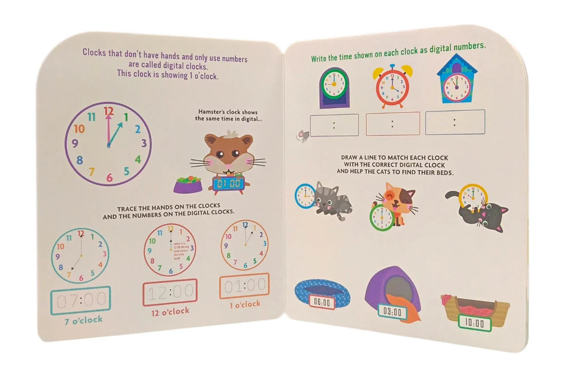 Mi primer libro de cartón borrable para aprender a decir la hora