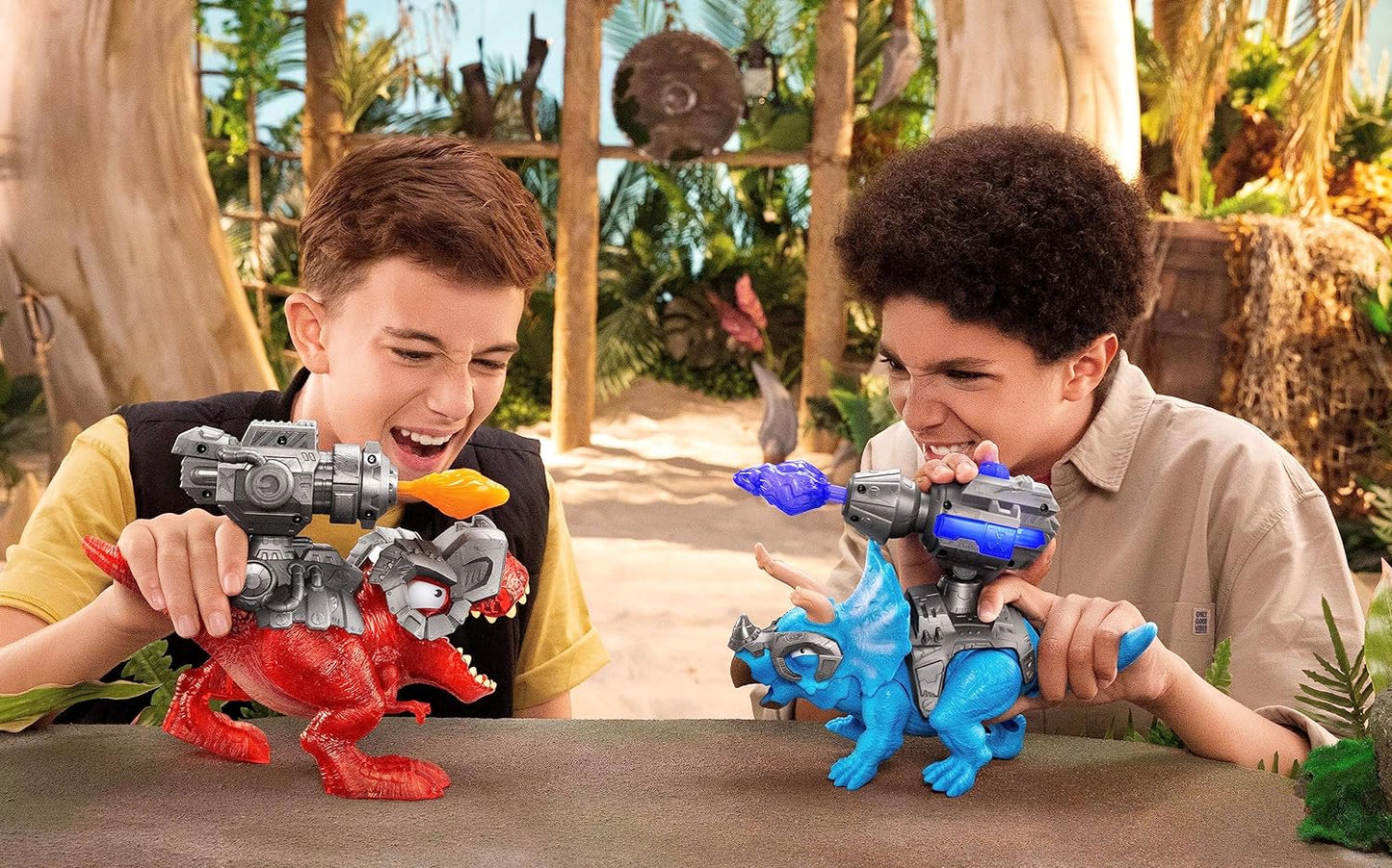 Smashers Dino Island T-Rex Battles | ZURU | Más de 50 Sorpresas Coleccionables de Dinosaurios T-Rex Triceratops