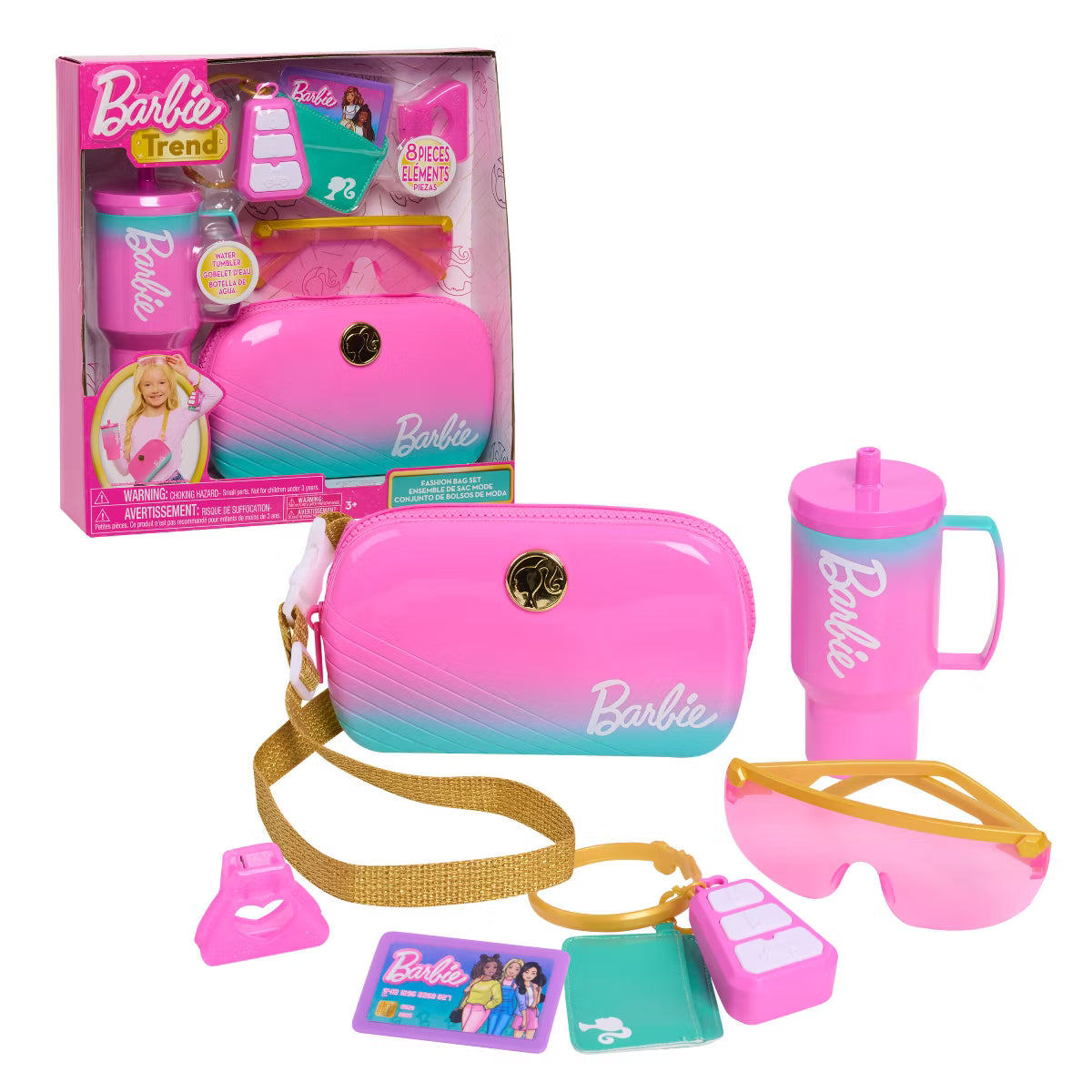 Conjunto de bolso de moda Barbie Trend: Incluye tarjeta de crédito de juguete y accesorios de belleza.