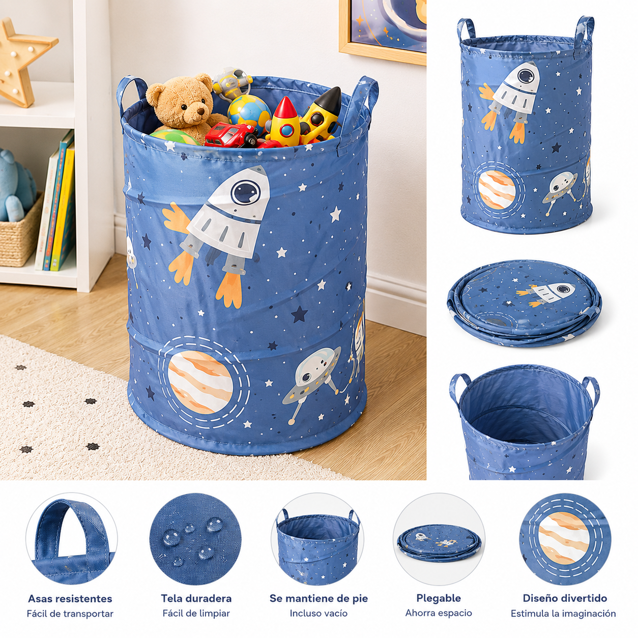 Cesta de Almacenamiento - Diseño Azul del Espacio
