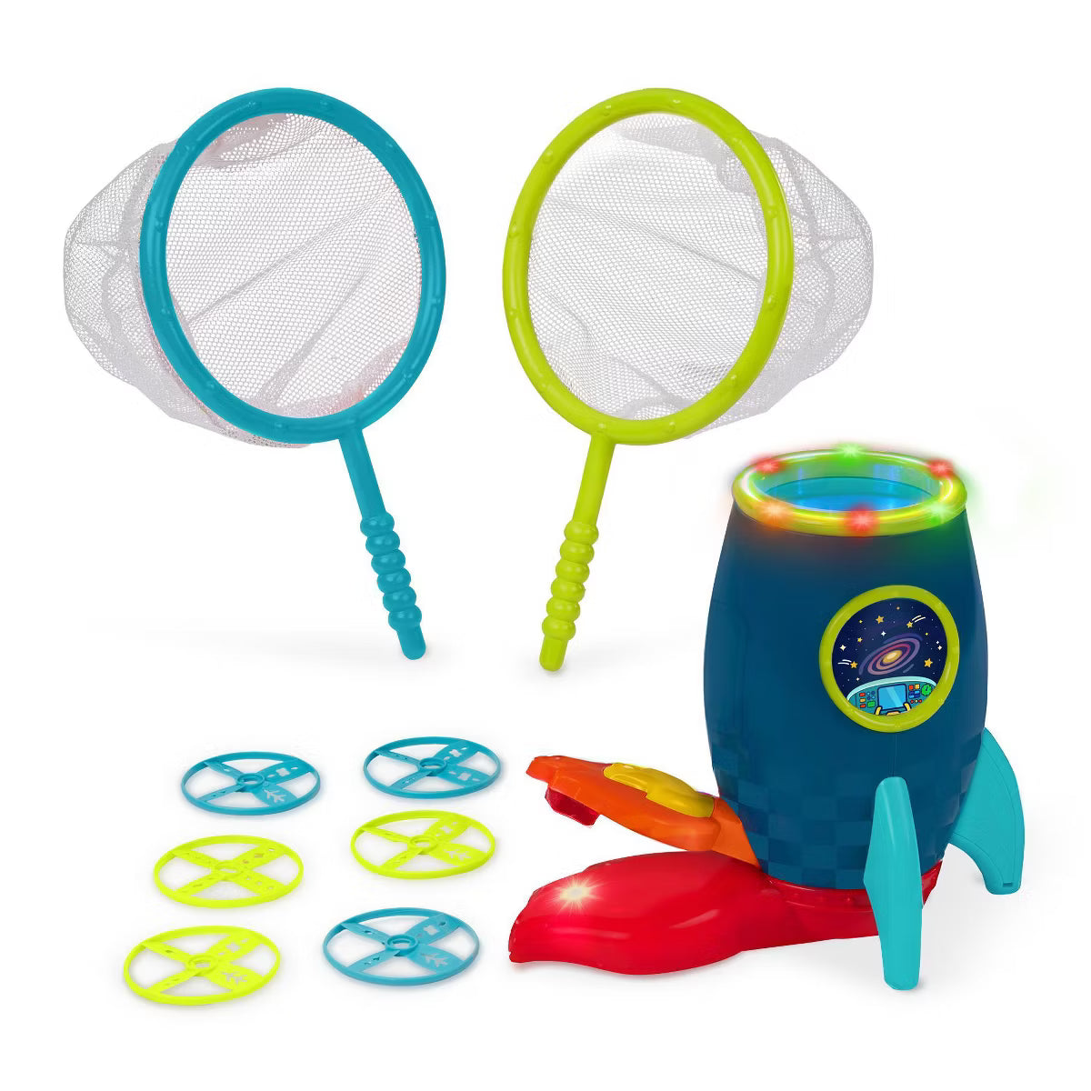 Lanzador de discos voladores con pedal de B. Toys