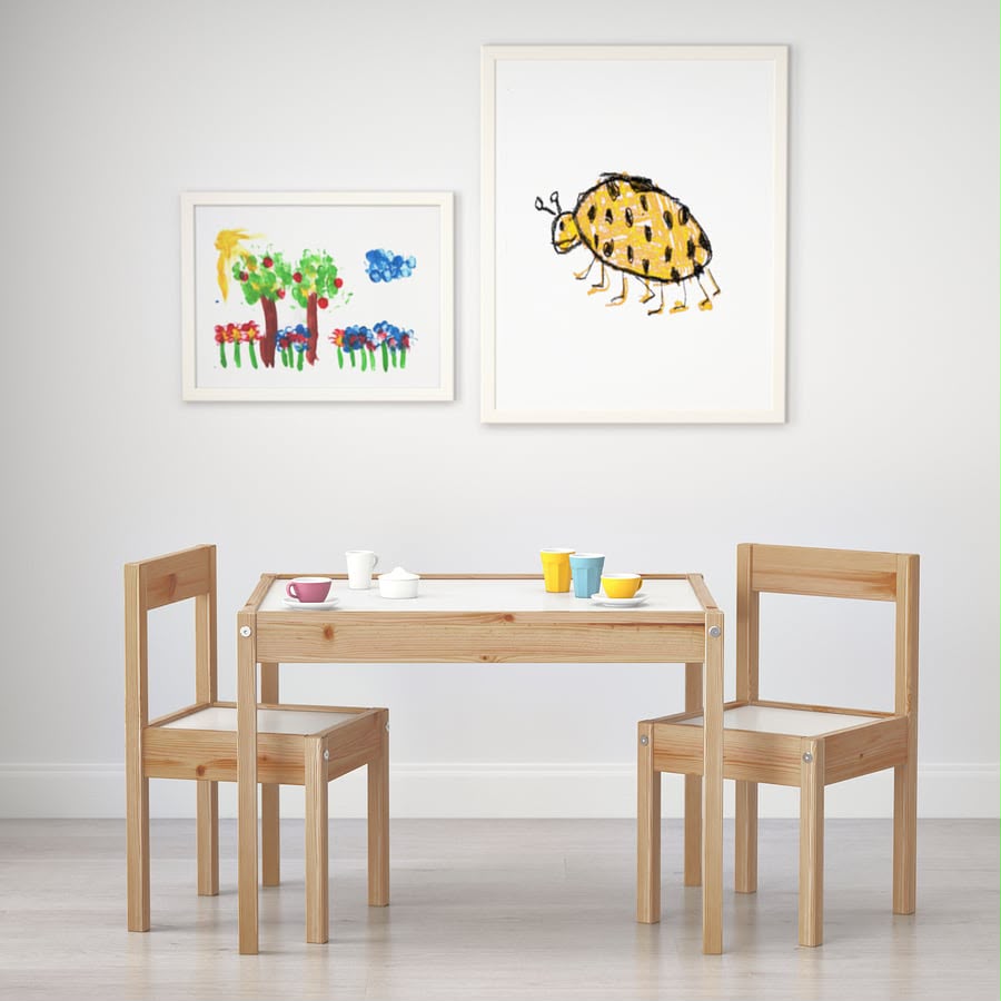 Mesa para niños con 2 sillas, blanco/pino
