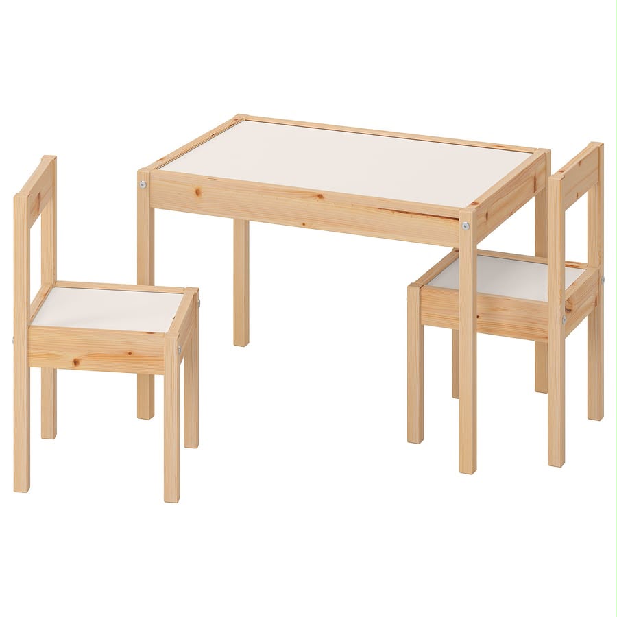 Mesa para niños con 2 sillas, blanco/pino