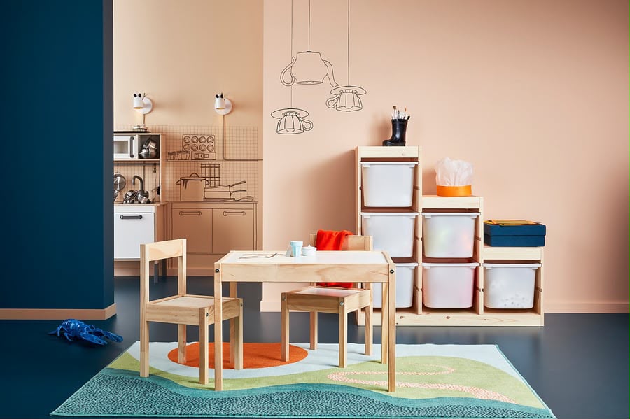 Mesa para niños con 2 sillas, blanco/pino