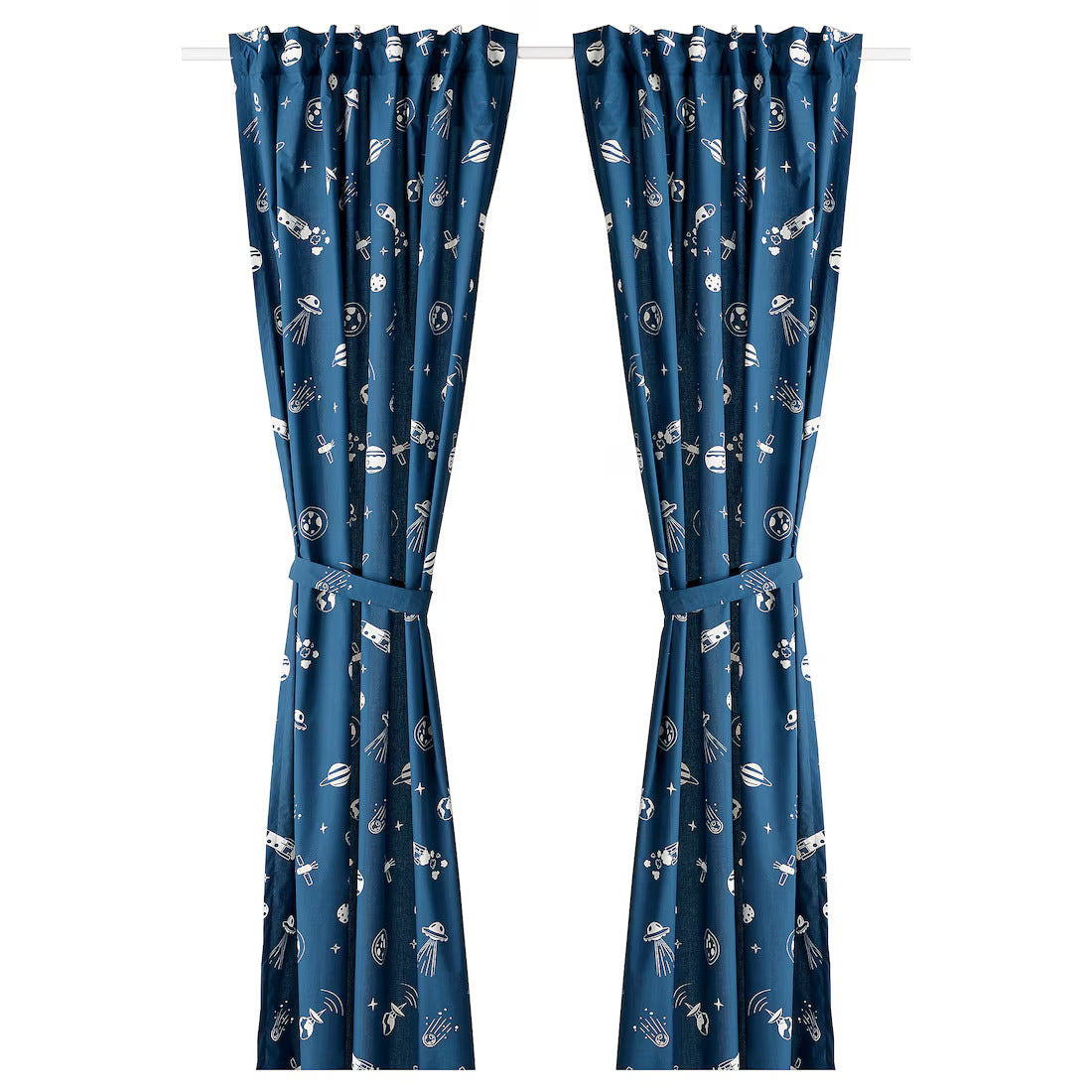 Cortinas Azules con Figuras del Espacio