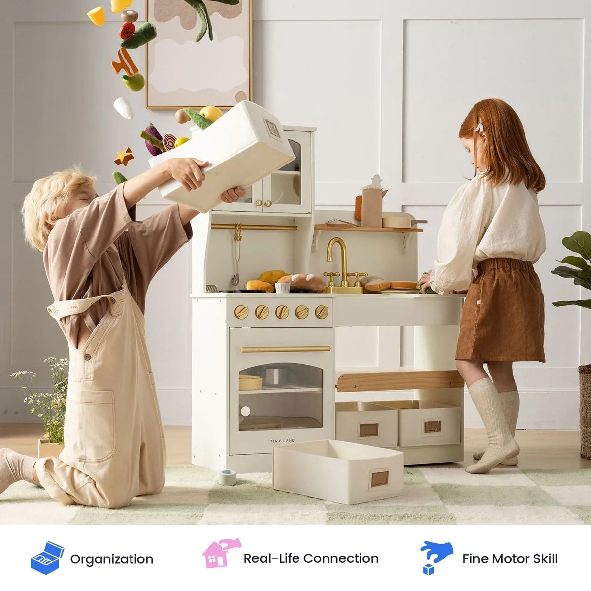 Cocina de Juguete de Madera con Espacio de Almacenamiento| Tiny Land