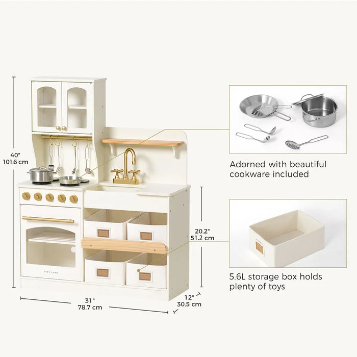 Cocina de Juguete de Madera con Espacio de Almacenamiento| Tiny Land