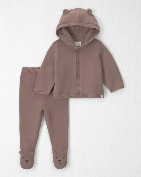 Baby 2-Piece Organic Cotton Sweater Knit Cardigan & Pant Set | Little Planet