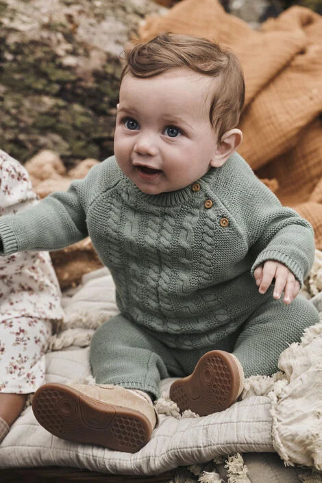 Baby 2-Piece Organic Cotton Cable Knit Top & Pant Set | Little Planet