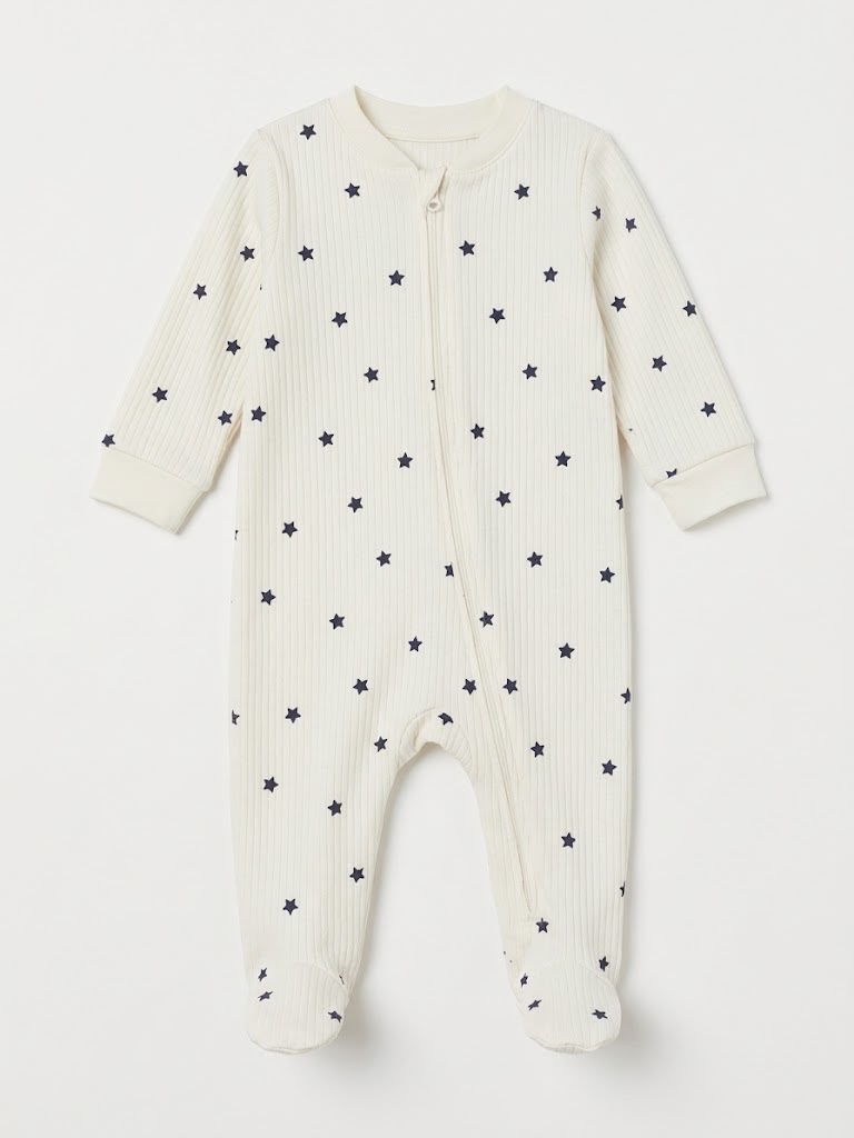 Pack de 2 Pijamas Enteros de Algodón Acanalado (Estrellas / Rayas Marino) | H&M