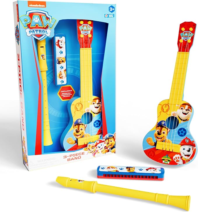 Lollipop Paw Patrol Adventure - Juego de bandas de 3 piezas, armónica de rescate, ukelele y flauta