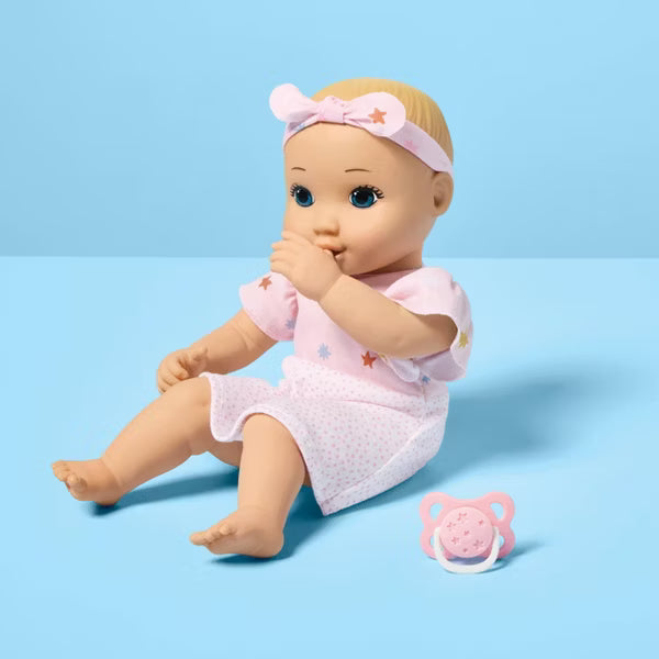 Muñeca bebé de 35,5 cm (14") con cabello rubio y ojos azules - Gigglescape™