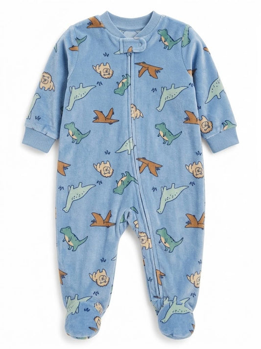 Mameluco Afelpado Estampado de Dinosaurios y Leones (Azul) | carter's
