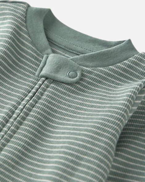 Baby Organic Cotton Ribbed Sleep & Play Pajamas in Stripes | Lttle Planet