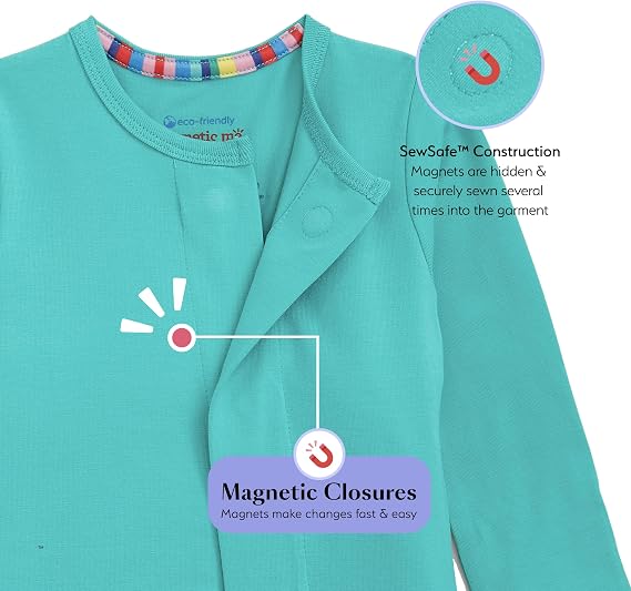 Magnetic Me Cloudstretch - Paquete de 4 pijamas magnéticas para bebé
