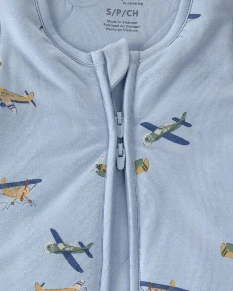 Baby Boy Plane 2-Way Zip PurelySoft Wearable Blanket - Blue | PurelySoft
