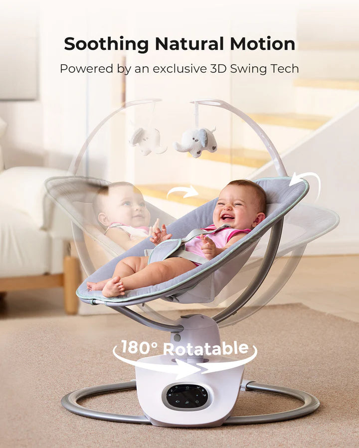 Columpio eléctrico para bebés Momcozy CocoSway con movimiento 3D