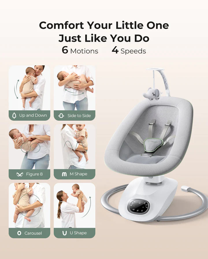 Columpio eléctrico para bebés Momcozy CocoSway con movimiento 3D