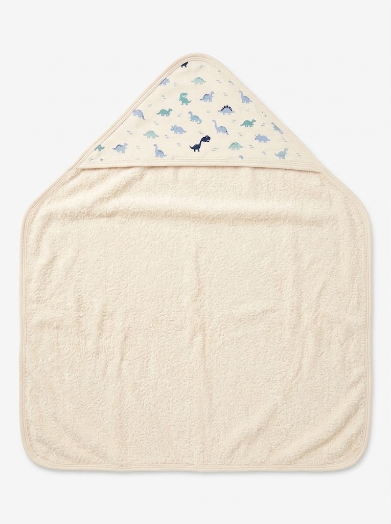 Toalla de Baño y Manta Estampada de Dinosaurios (Crema) | babycottons