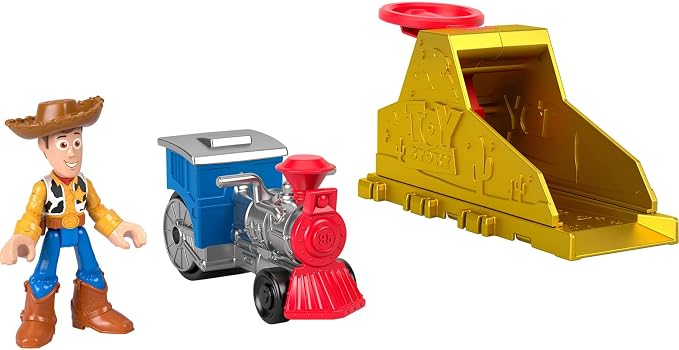 Fisher-Price - Juego de lanzador de Toy Story con figura de acción Woody y vehículo