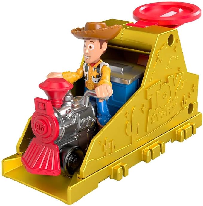 Fisher-Price - Juego de lanzador de Toy Story con figura de acción Woody y vehículo