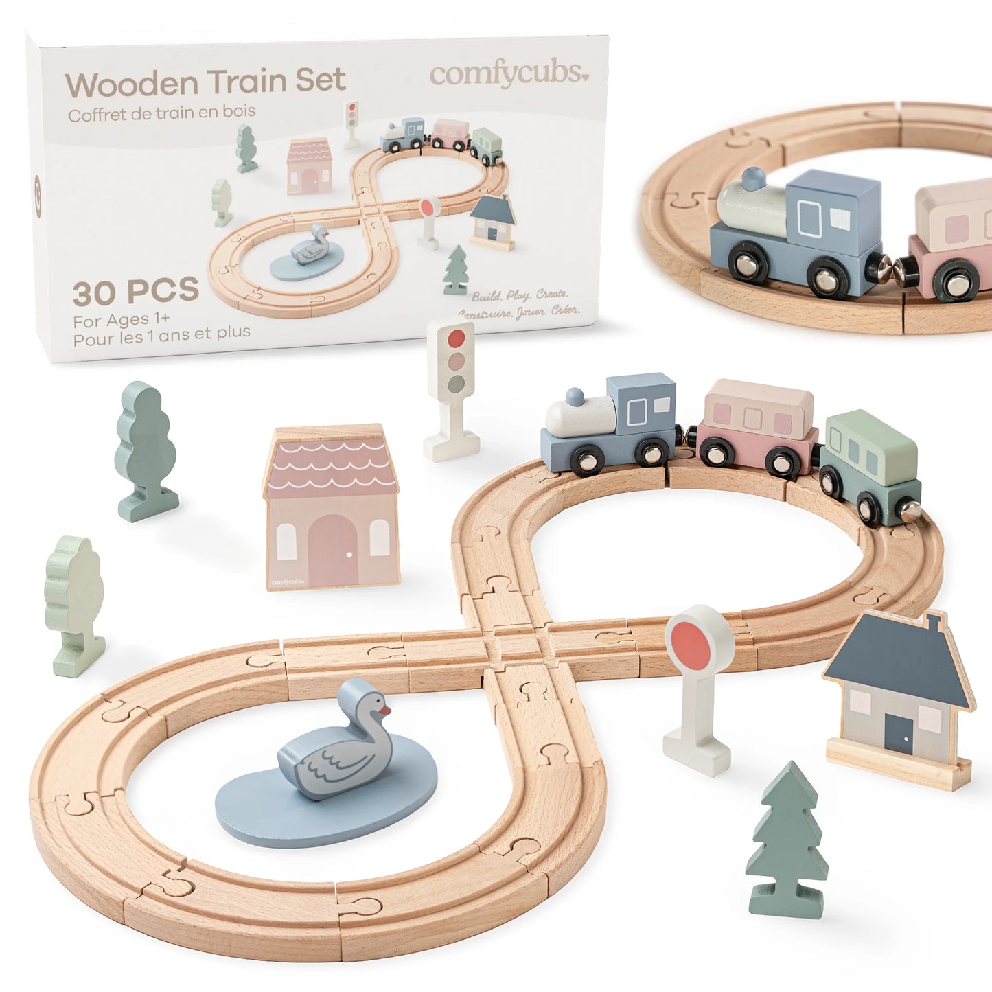 Tren de madera de 30 piezas