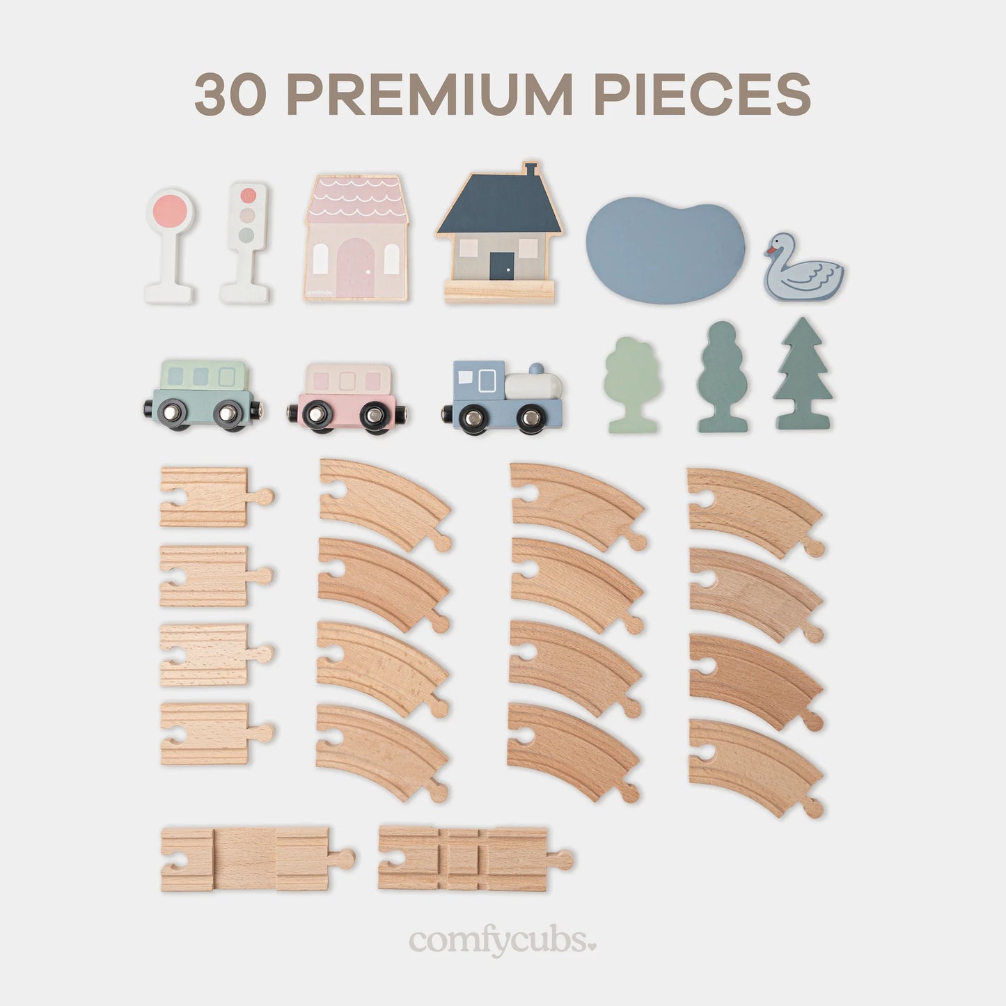 Tren de madera de 30 piezas