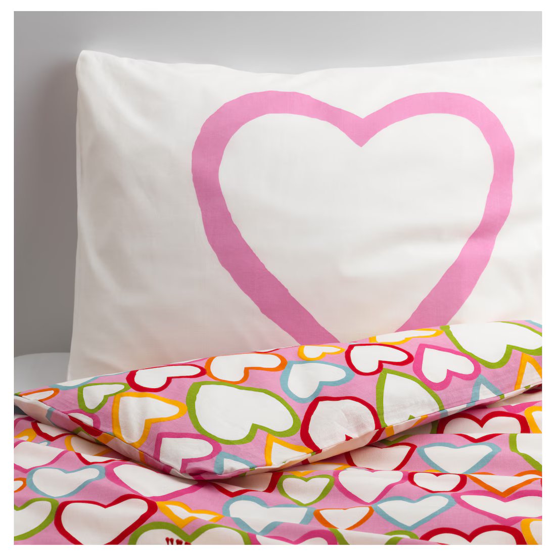 Juego de Sábana/Cobertor y Funda para Almohada | Figuras de Corazones